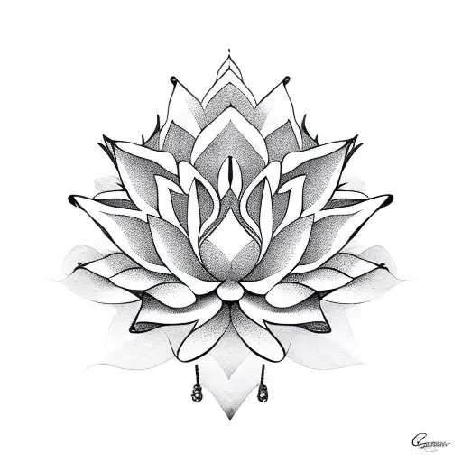 lotus flower queen chess piece tattoo design idea