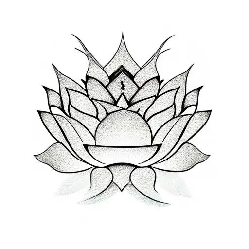 lotus flower with queen chess piece tattoo design idea