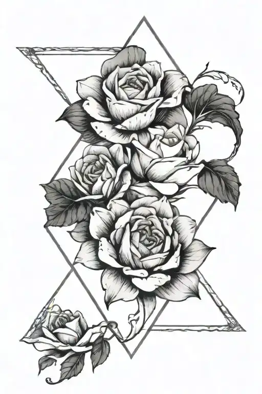 June, august, march, September November birth flowers intertwined in faint diamond shape for the crook of the elbow tattoo design idea
