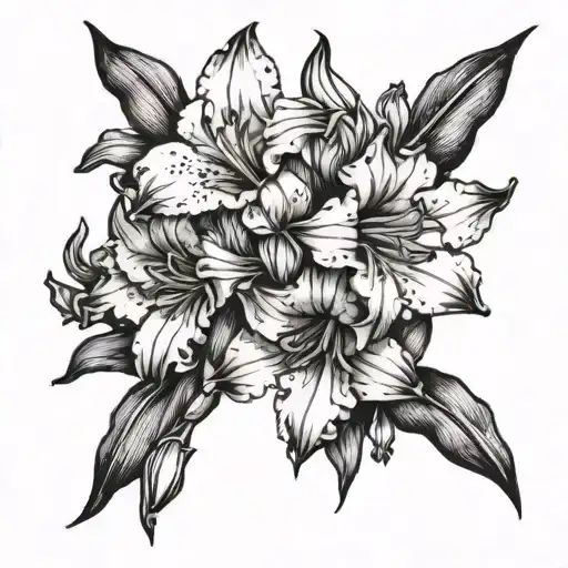 Gladiolus flower and narcissus flower  tattoo design idea