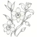 Gladiolus flower and narcissus flower  tattoo design idea
