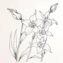Gladiolus flower and narcissus flower  tattoo design idea