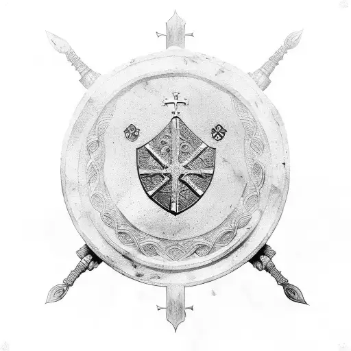 Roman shield with cross tattoo design idea