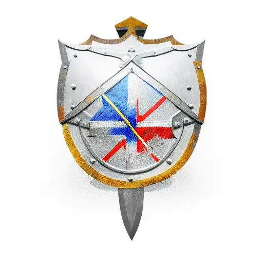 Roman shield with cross tattoo design idea