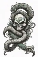dark mark slytherin logo incorporated tattoo design idea
