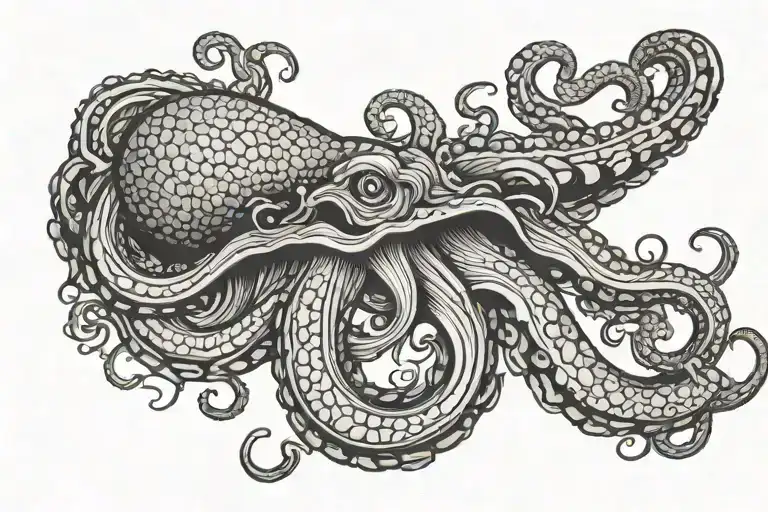 kraken wrapping its tentacles tattoo design idea
