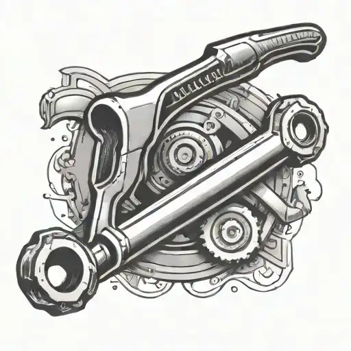 pipe wrench bite taken from pipe surrounded tattoo design idea