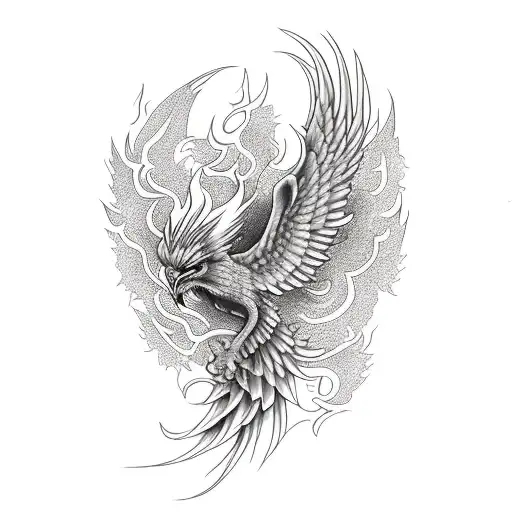 Phoenix, fire, color tattoo design idea