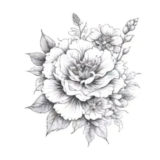 July august november birth flower bouquet tattoo design idea