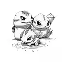 Bulbasaur, squirtle, charmander, butterfree and mudkip tattoo design idea