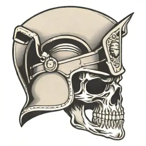 skull with gladiator helmet adorned tattoo design idea