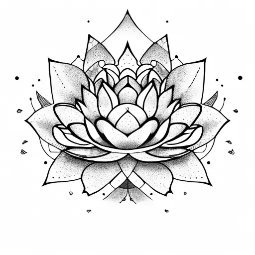  lotus flower with downward triangle tattoo design idea