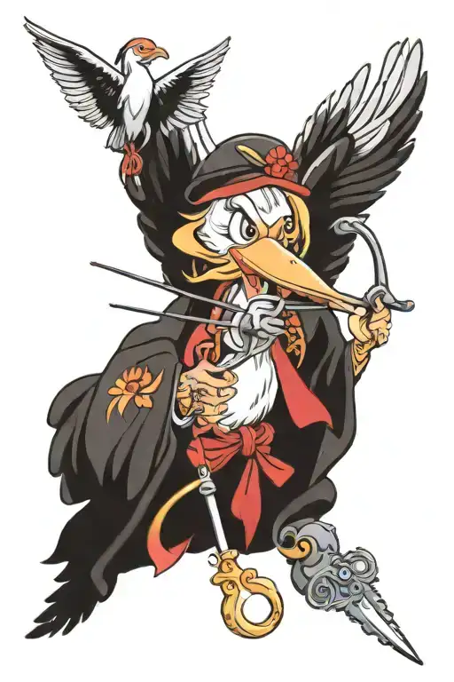 stork embroidery scissors  tattoo design idea