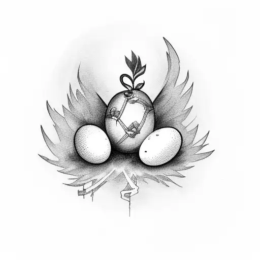 potato,egg and angel  tattoo design idea