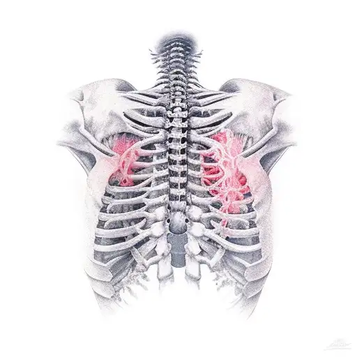 The spine and ribs are drawn in ink tattoo design idea