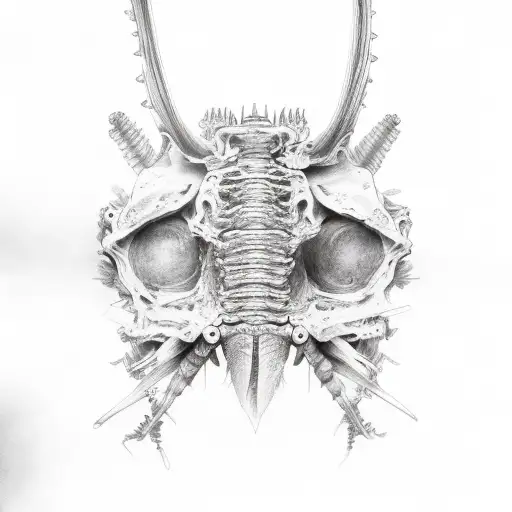 The spine and ribs are drawn in ink tattoo design idea