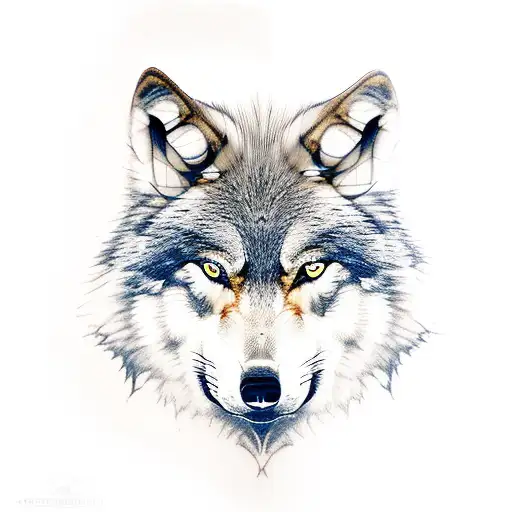 wolf reflection in a puddle seeing a grown wolf tattoo design idea