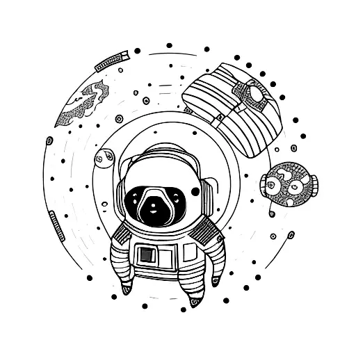 Panda bear astronaut tattoo design idea