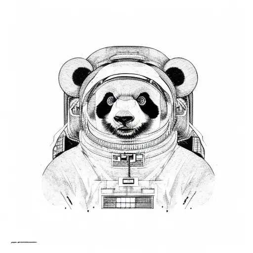 Panda bear astronaut tattoo design idea