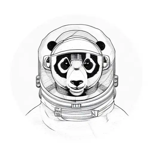 cartoon Panda bear astronaut tattoo design idea