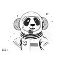 cartoon Panda bear astronaut tattoo design idea