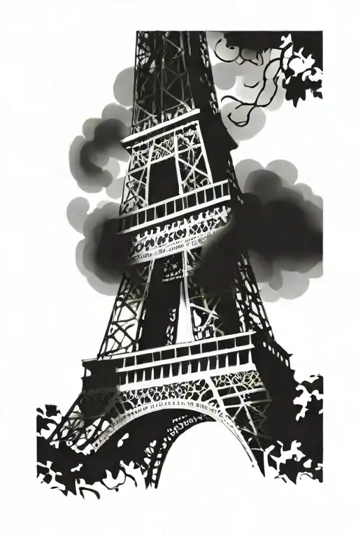 Eiffel tower with a 10 in it for wedding anniversary manly tattoo design idea