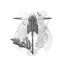 architect men with crossbow tattoo design idea