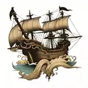 Pirate ship tattoo design idea