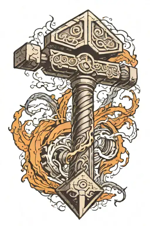thors hammer Mjolnir striking lightning bolts tattoo design idea