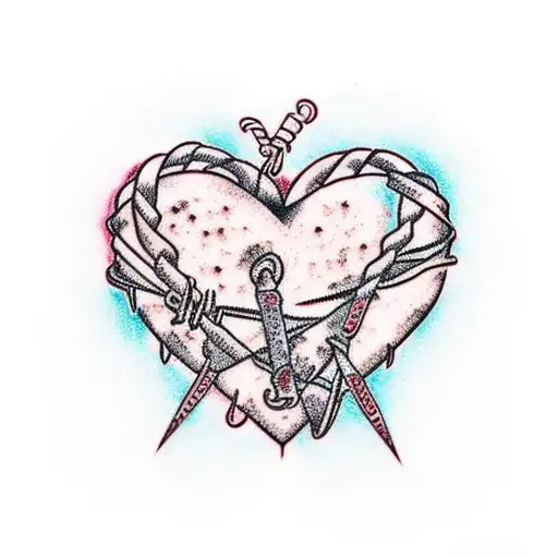 heart wrapped in barbed wire tattoo