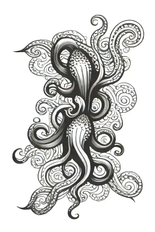 squid symmetrical tattoo design idea