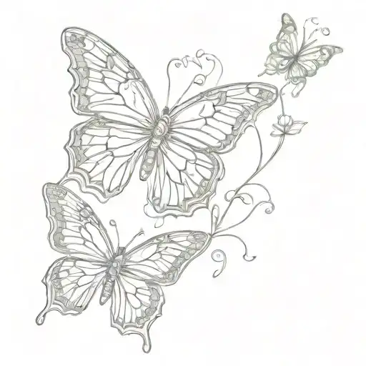 4 leaf  clover and butterfly  tattoo design idea