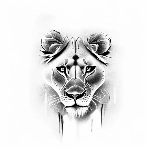 lioness with cub tattoo design idea