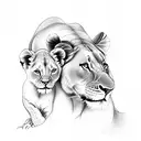 lioness with cub tattoo design idea