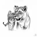 lioness with cub tattoo design idea