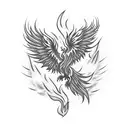 Flaming phoenix rising from ashes tattoo design idea