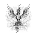 Flaming phoenix rising from ashes tattoo design idea