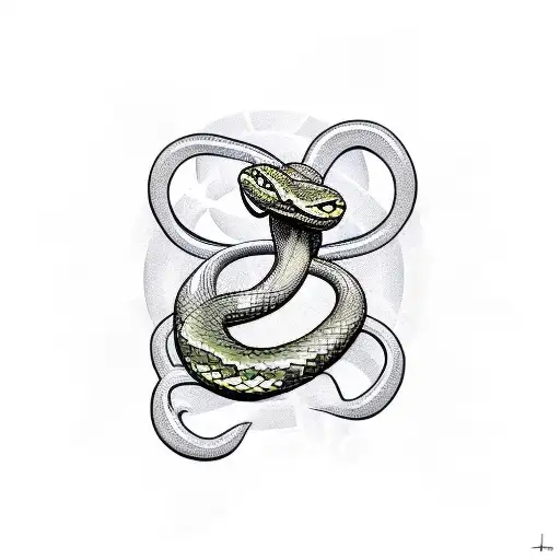 snake into a circle with triskele tail tattoo design idea