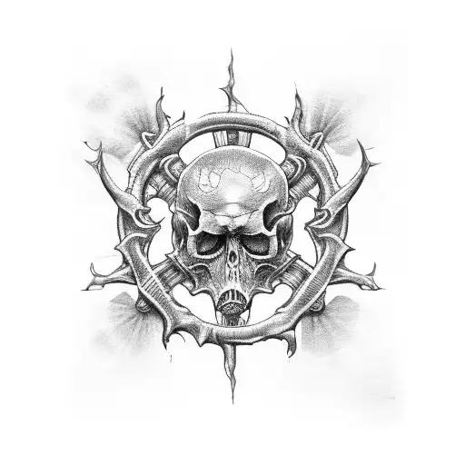 biohazard made of bones tattoo design idea
