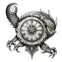 animal with eyes and a clock surrounded tattoo design idea