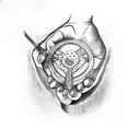 hand tattoo that includes drumsticks  tattoo design idea