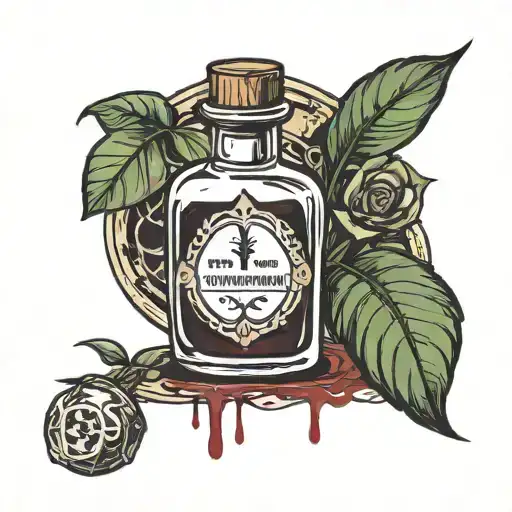 Skyrim potion of blood, no flowers, masculine, palm size  tattoo design idea