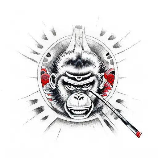 samurai monkey tattoo design idea