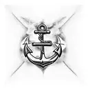 anchor on shoulder with chain connected to ship on chest. sailor clinging to burning board in storm tattoo design idea