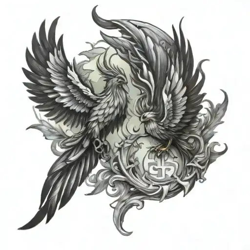 phoenix and gemini zodiac sign tattoo design idea
