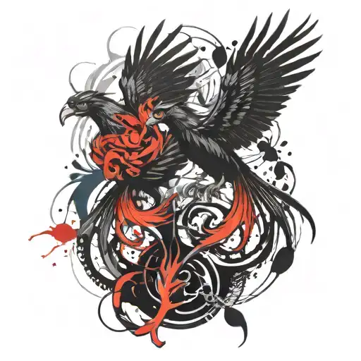 phoenix and gemini zodiac symbol tattoo design idea