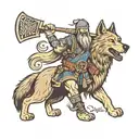 A Viking in the skin of a wolf with an axe tattoo design idea