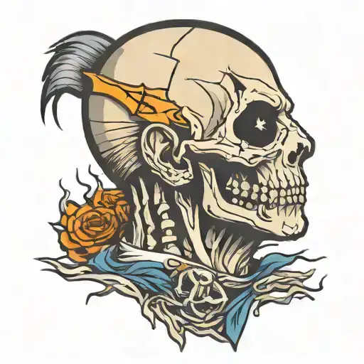 half Michael Myers face half skeleton   tattoo design idea
