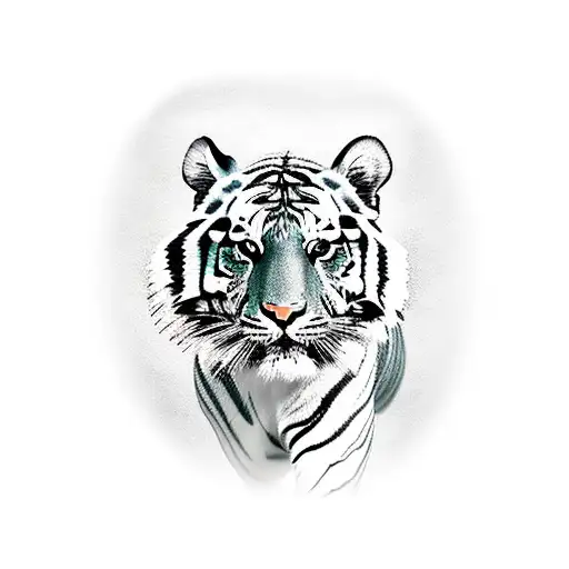 tiger walking with bamboo around it tattoo design idea