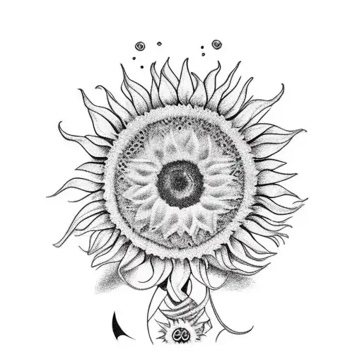 draw a design about my life, i'm a sagittarius, love life, fear death, cooking passionate i love sunflowers tattoo design idea